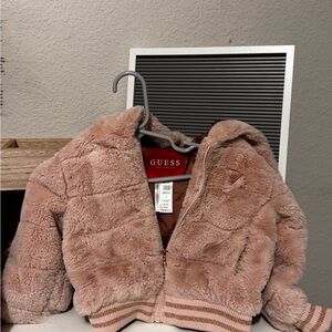 Guess Kids Blush Faux Fur Puffer Jacket